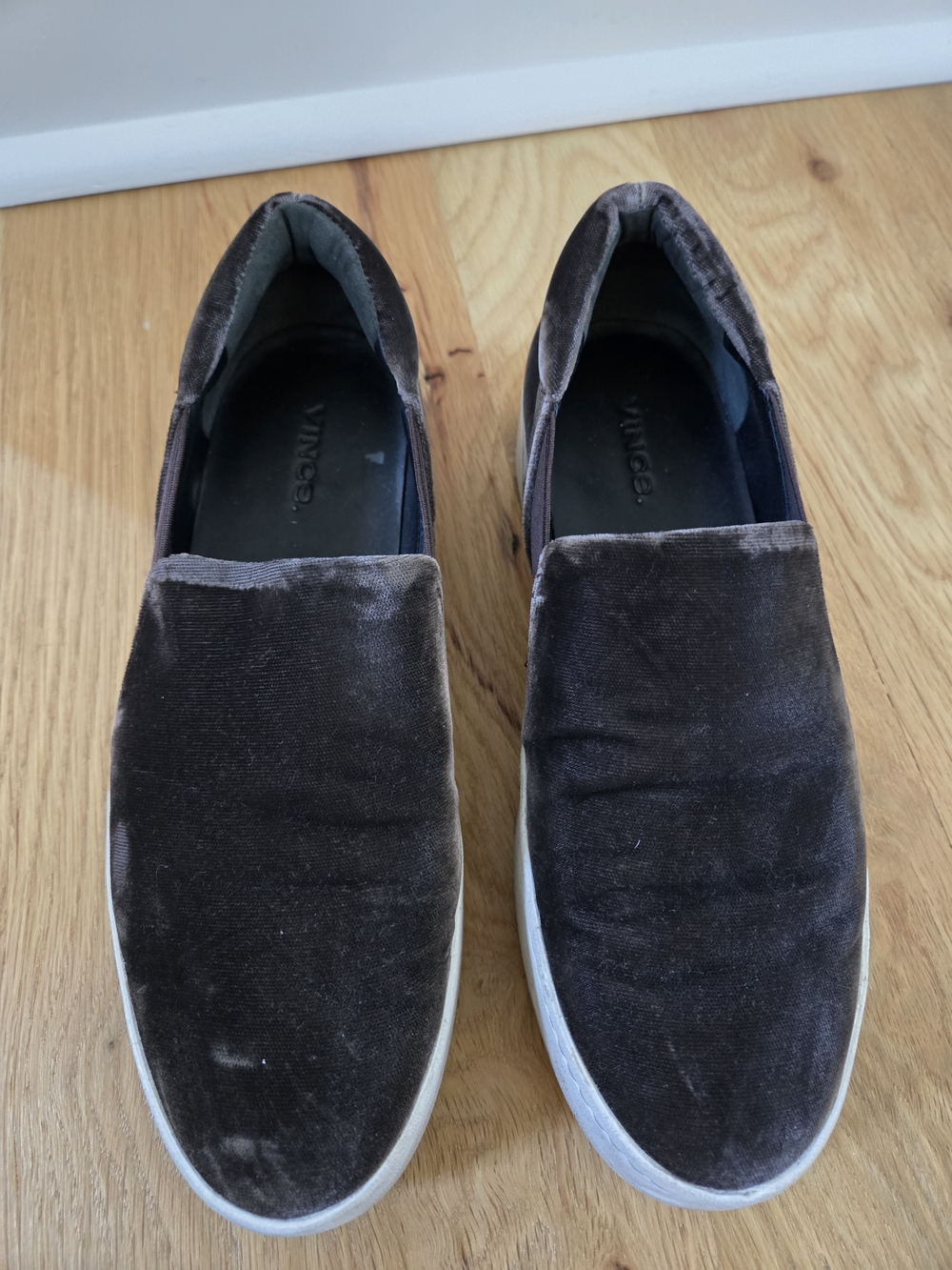 Vince Brown Velvet Slip-On Sneakers
